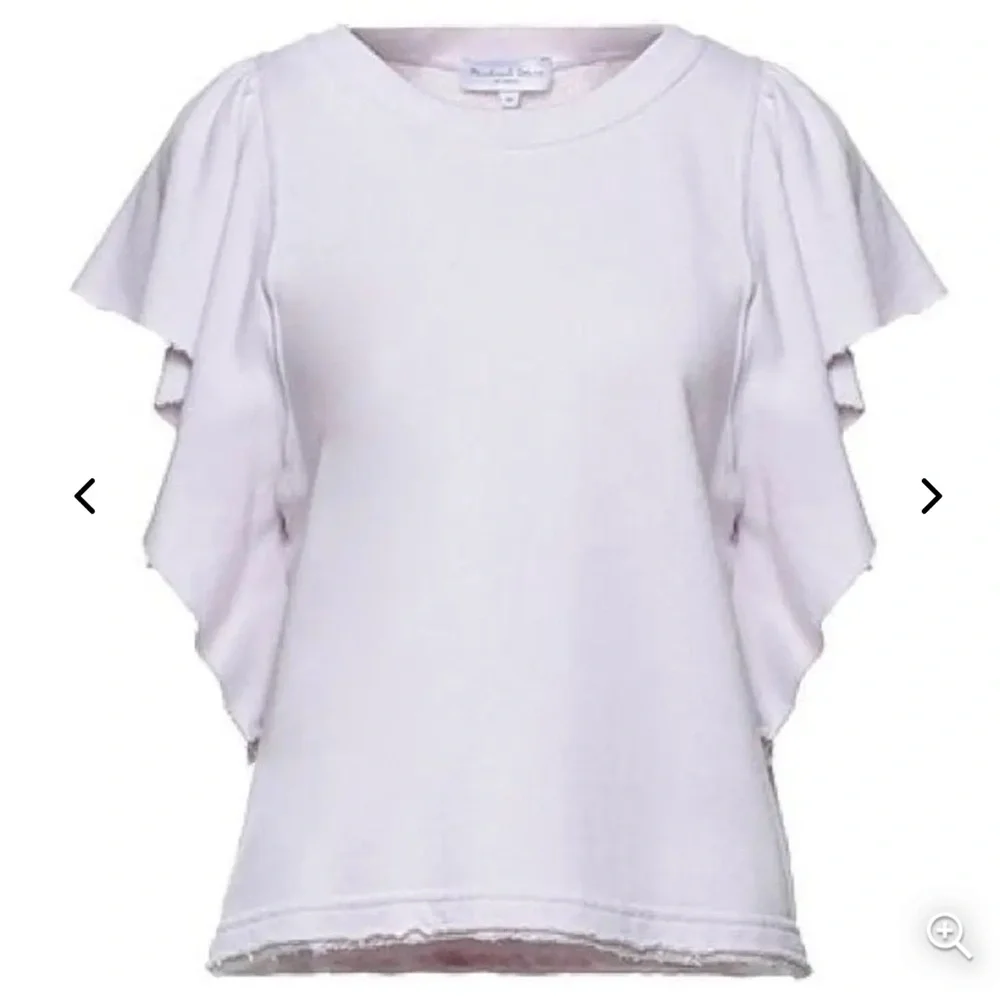 Michael Stars sweatshirt cascading ruffle short sleeve French terry top size L - Picture 1 of 11